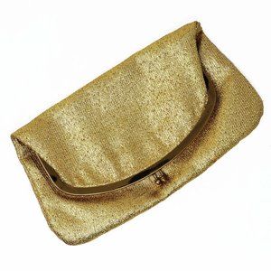 Vintage 1950s Mel-Ton Gold Shimmer Fold Clutch Bag